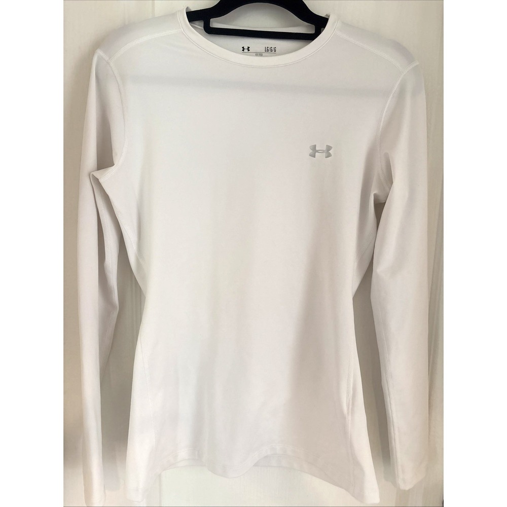 Under Armour Shirt Men White Fitted Tactical Infrared ColdGear Base Layer Sz L